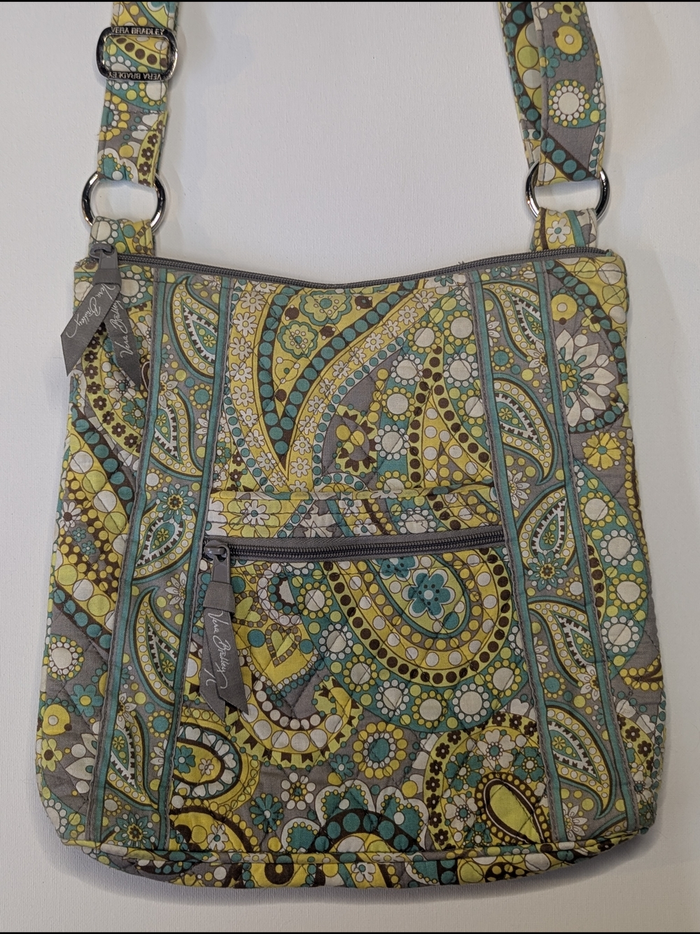 Vera Bradley Yellow Paisley Hipster Crossbody Bag Quilted Purse Retired Print!